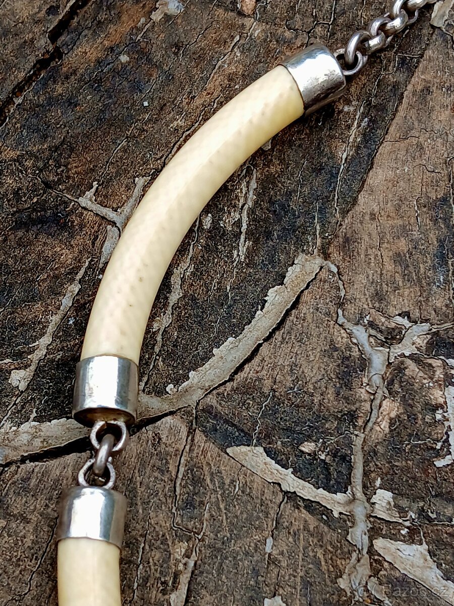 Náhrdelník slonovina + stříbro