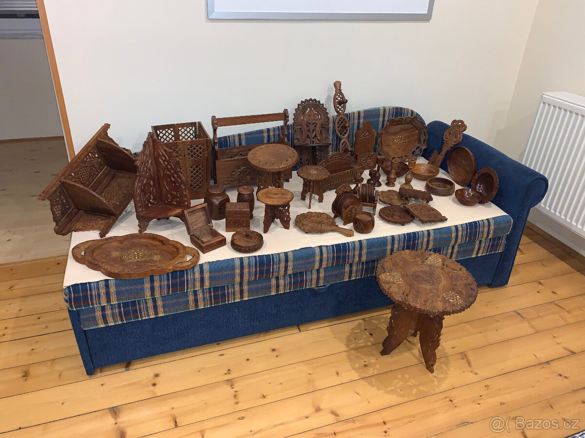 Indické dřevo dekorace 39ks_1980 - 1985 zachovalý stav