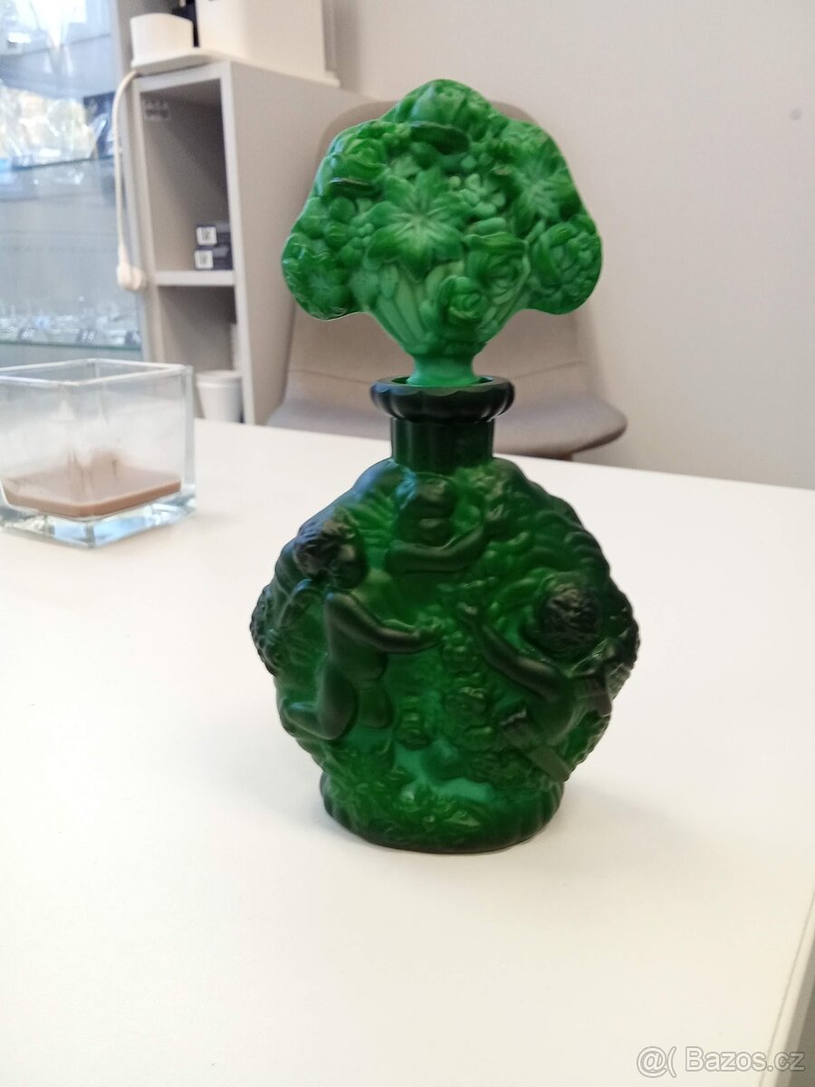 starý flakon malachitové sklo infrid schlevogt