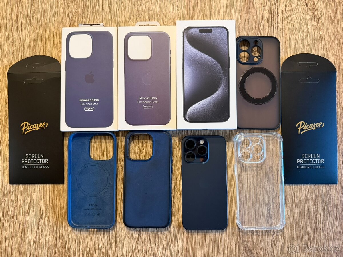 iPhone 15 Pro TOP stav, bez jediného škrábance, modrý titan