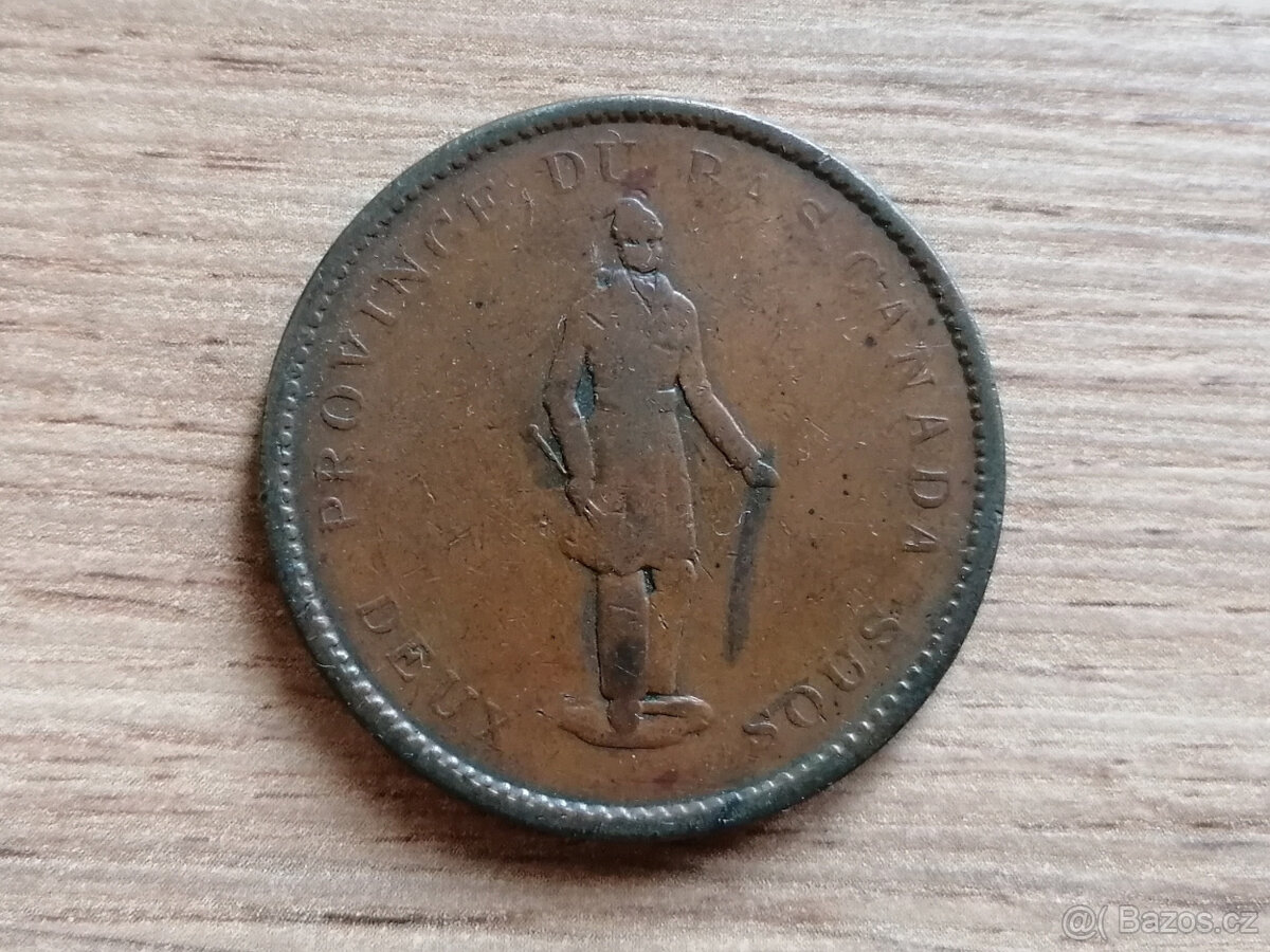 2 Sous 1837 Province du Bas Canada Bank Token mince Kanada