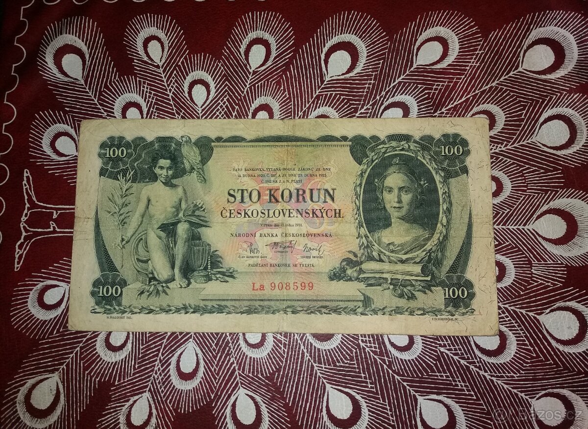 100 korun 1931 pěkný stav, vzácnější prvnější série, vyhledá