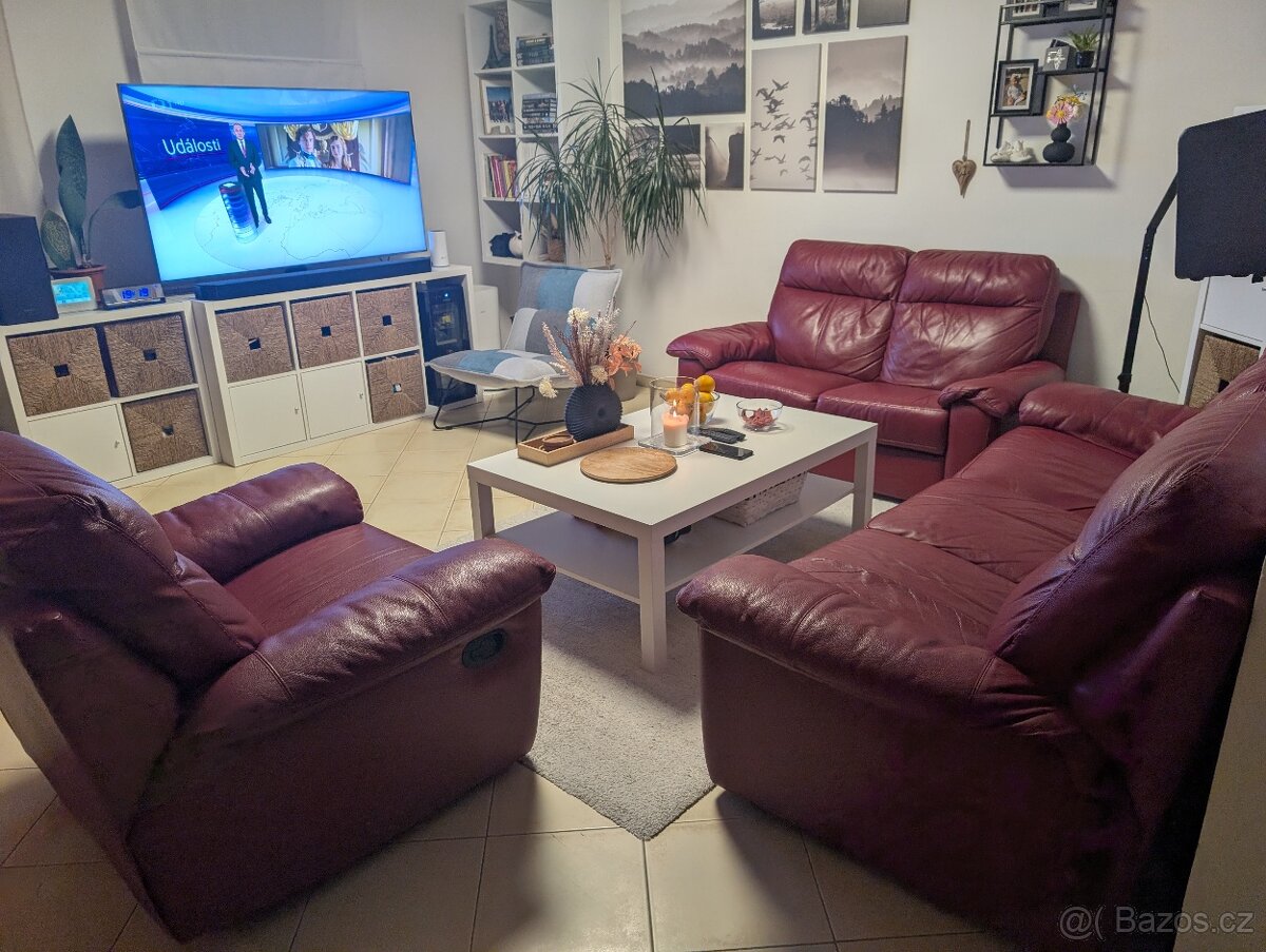 Luxusní kožená sedací souprava 3+2+1 / VELKÁ SLEVA