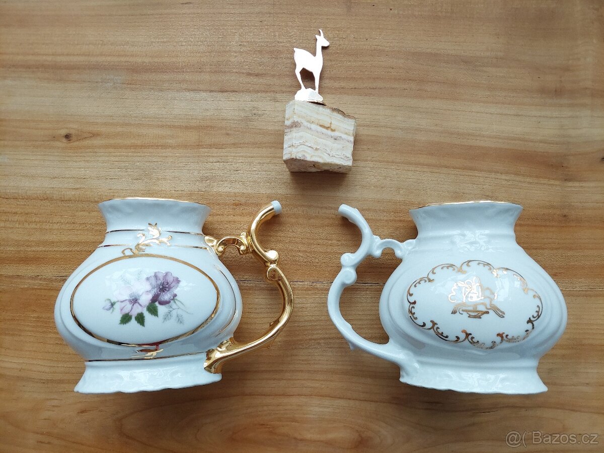 Retro stará lázeňská sada 2 hrnečky a soška - SLEVA