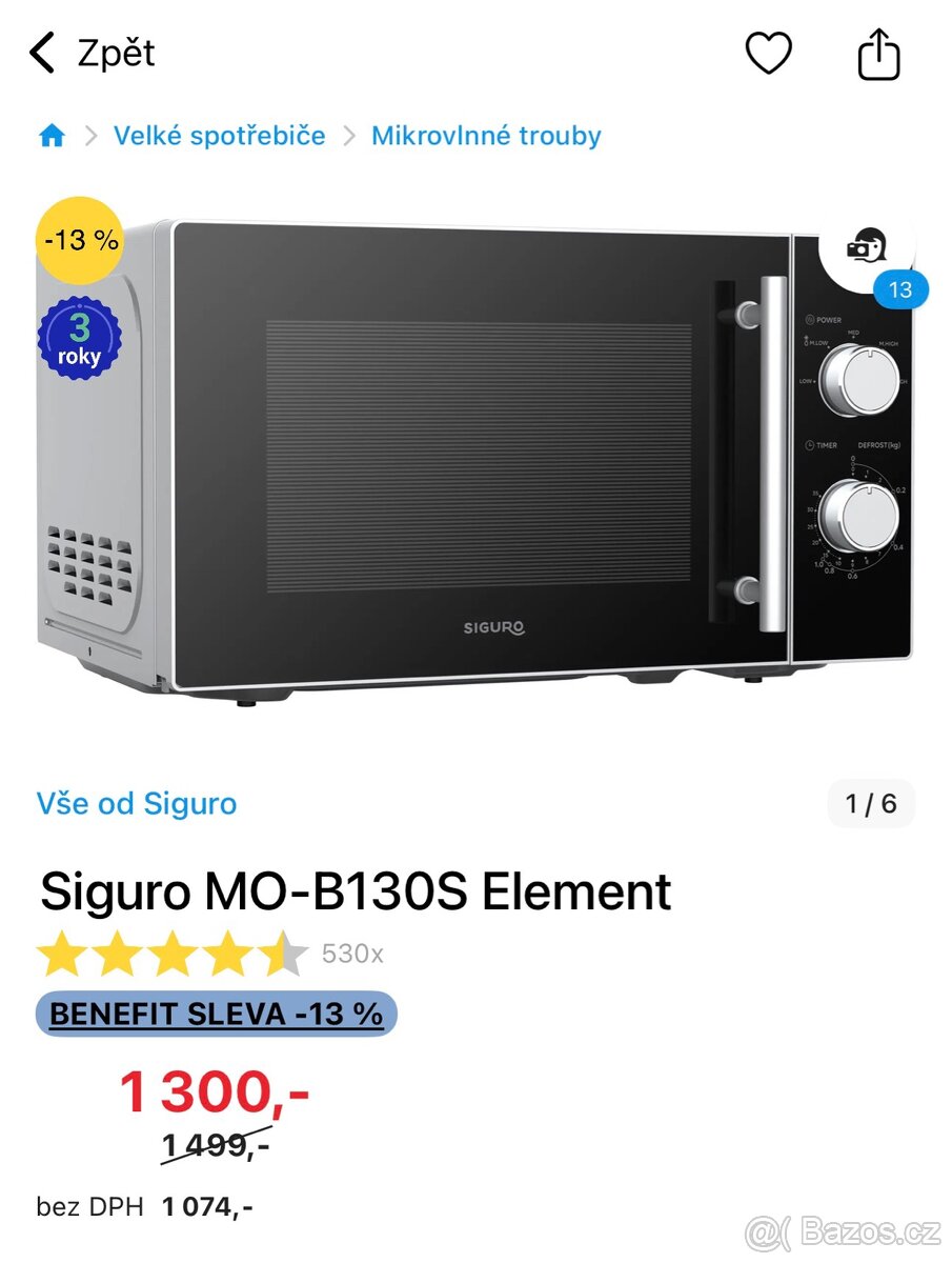 Mikrovlnná trouba Siguro MO-B130S Element