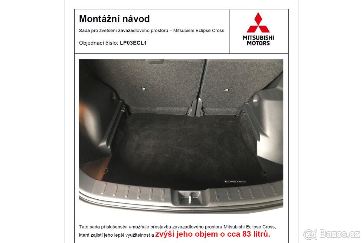 SADA PRO ZVĚTŠENÍ KUFRU ECLIPSE CROSS