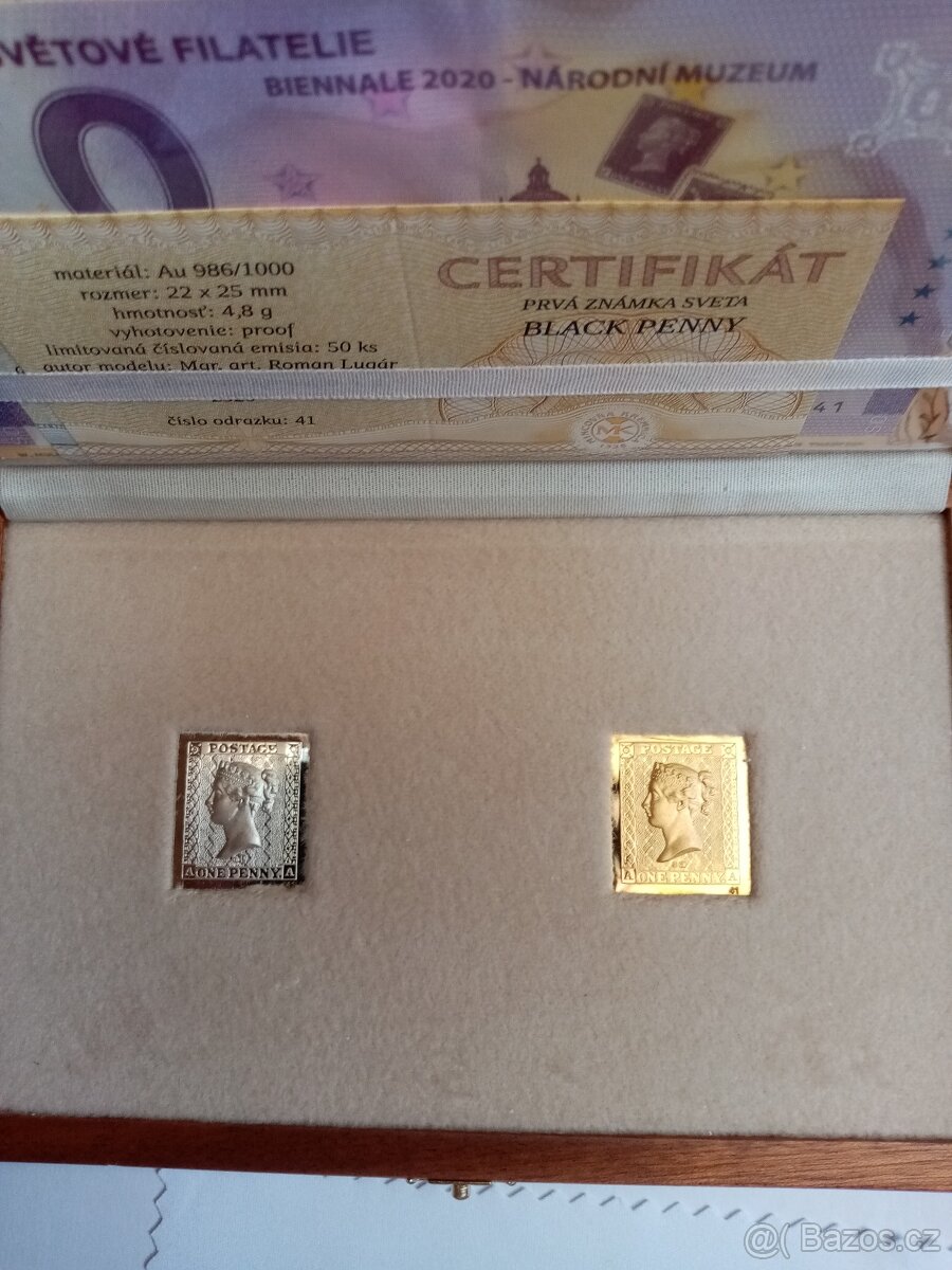 Zlatá známka penny black sada