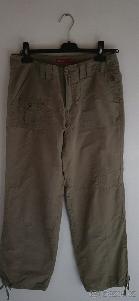 Khaki zateplené kalhoty