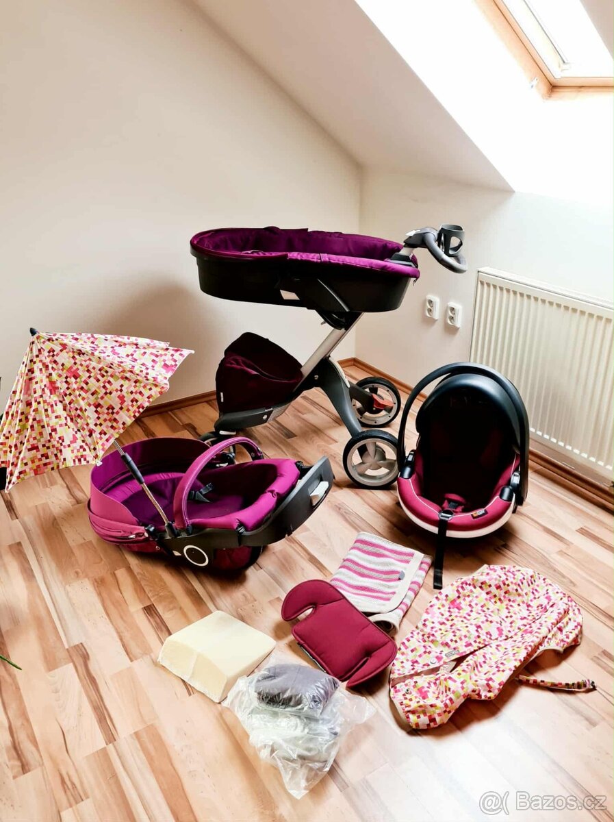 Kočárek Stokke celý velký SET + autosedačka vajíčko + isofix