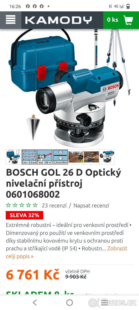 Prodám nivelační přístroj Bosch GOL 26D---DOVEZU--