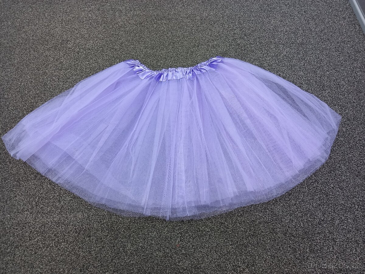 Tylová tutu sukně, délka 40 cm, cca 7-11 let, fialová