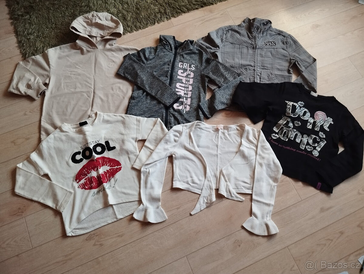 Béžová/melír/smetana mikina+sako vel.146/152/158//10-13 let