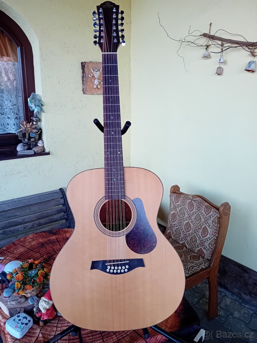 12-ti strunná elektroakustická folková kytara