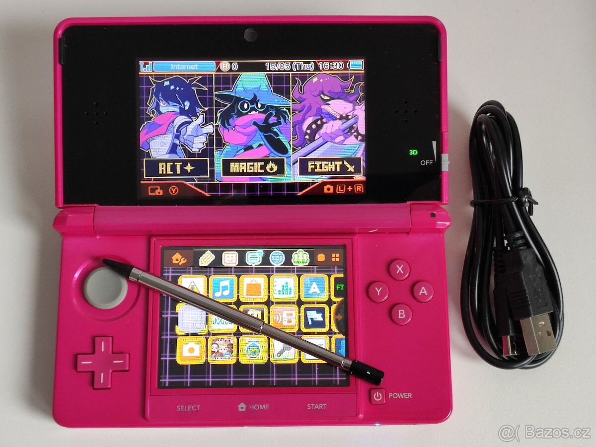 Nintendo 3DS Pink Gloss + homebrew hack a 64GB karta