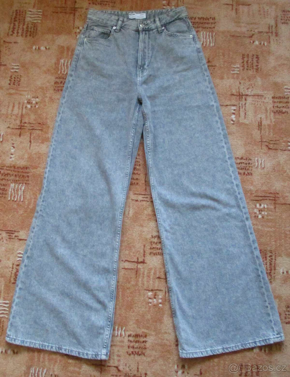 Dámské rifle šedé wide leg high waist Bershka S 36 nové