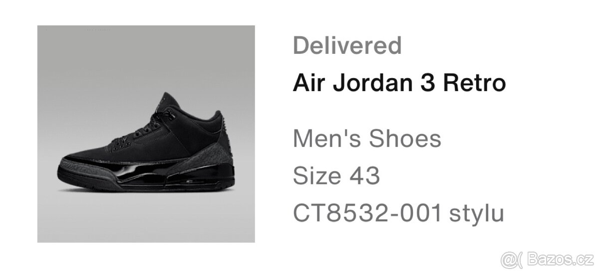 Prodám Jordan 3 Black cat