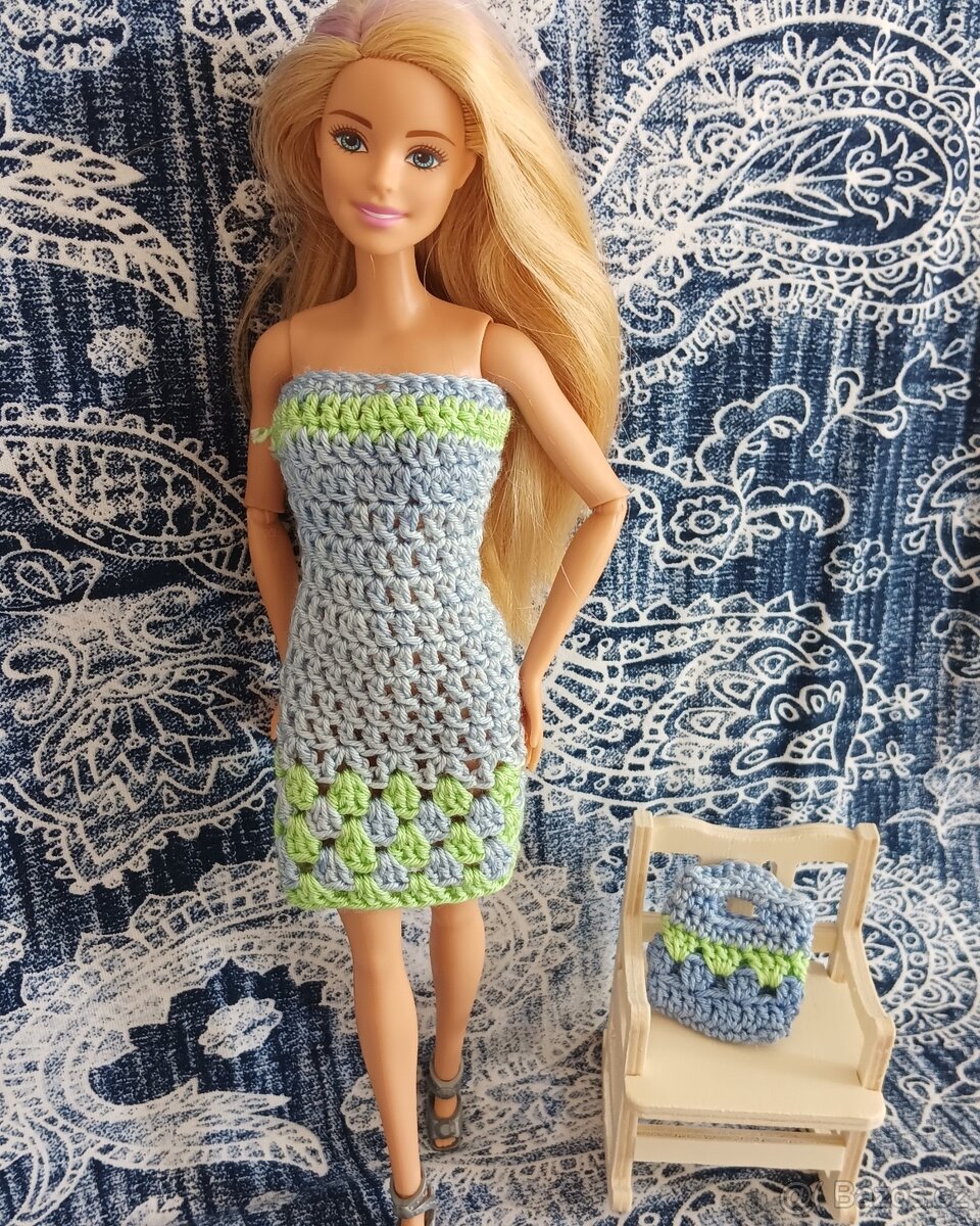 Barbie - šatičky na panenku, modro-zelené