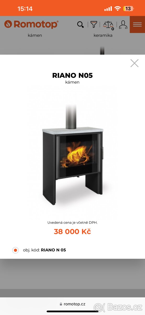 Krbové kamna Romotop Riano N05 - NOVÉ