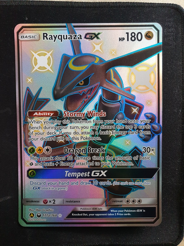 Pokemon Hidden fates Rayquaza GX 177a/168 JUMBO + obaly