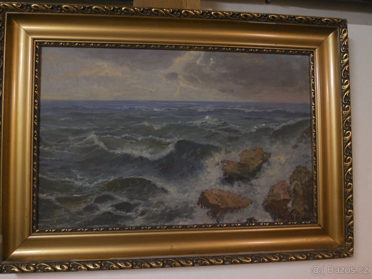 Obraz moře, sig. J. Janovský 11.9.1869 - Vrchlabí