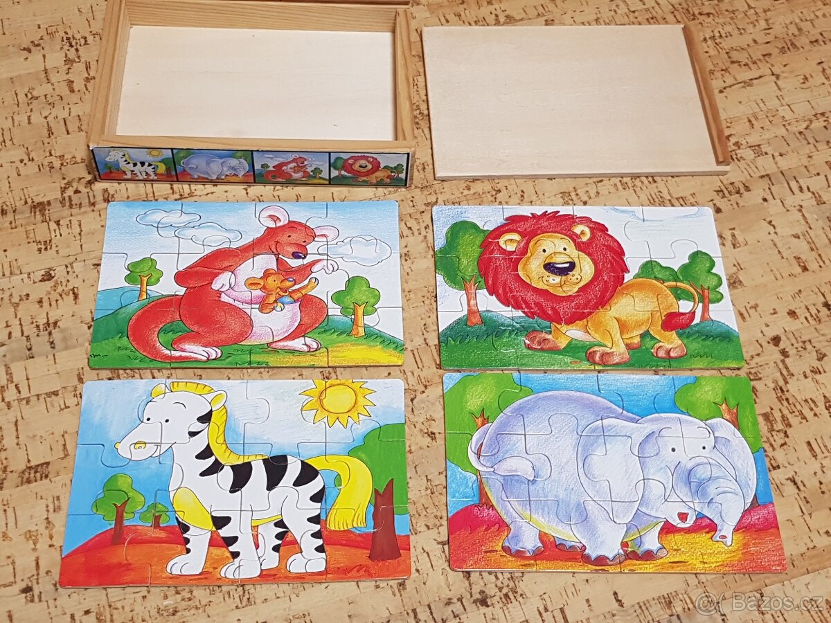 Dřevěné puzzle 4 zvířata