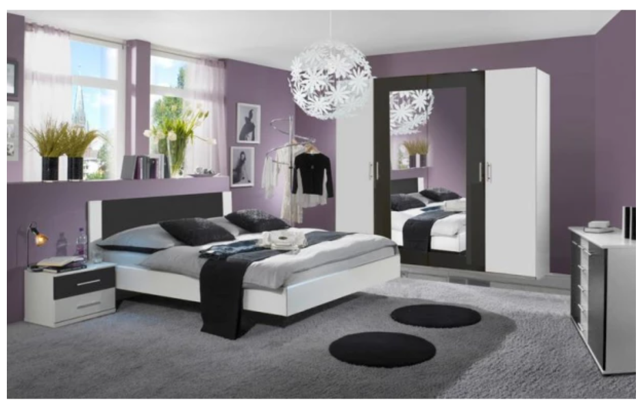 Sestava ložnice Nora, bílá/grafitová