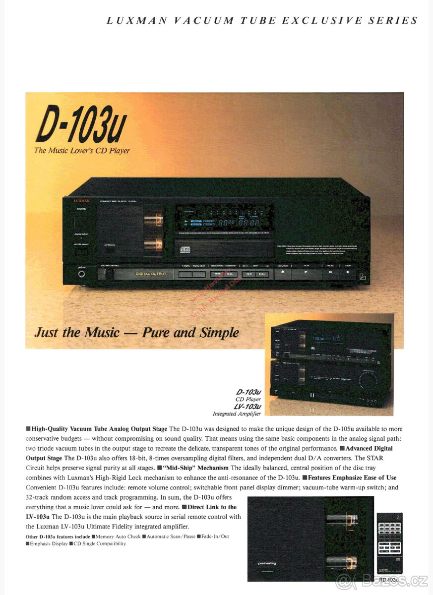 LUXMAN D-103u - HIGH-END VACUUM TUBE CD PLAYER