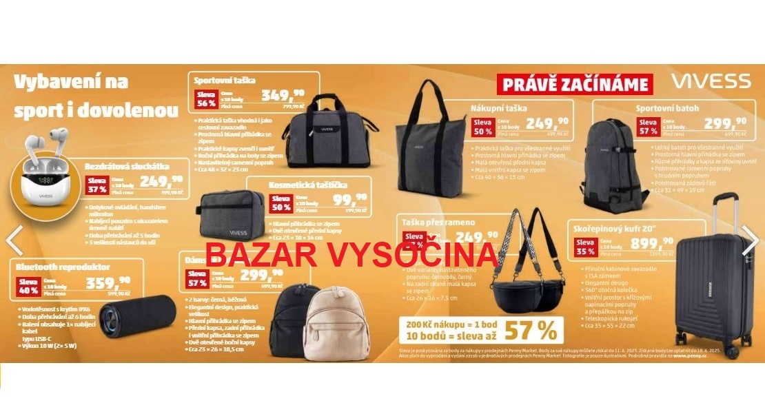Plné karty Penny body, bodíky - batoh, kufr, taška sluchátka