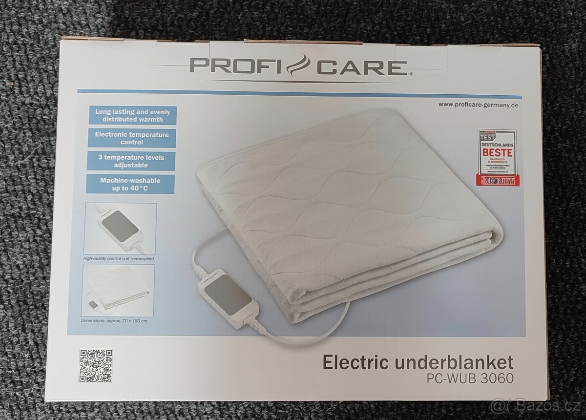 NOVÁ Elektrická deka Profi-Care, bílá, 70x150cm, 60W
