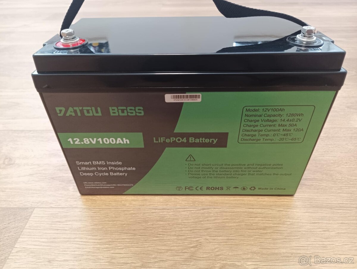 DATOUBOSS 12V 100Ah LiFePO4 Baterie (Max Výkon 1280W)