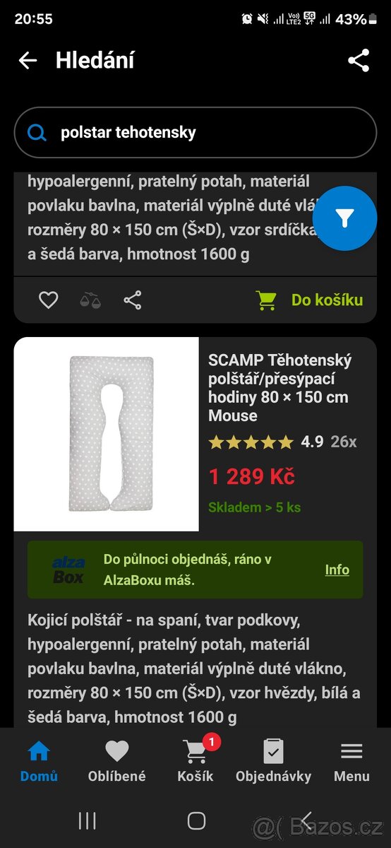 polštář pro těhotné ženy