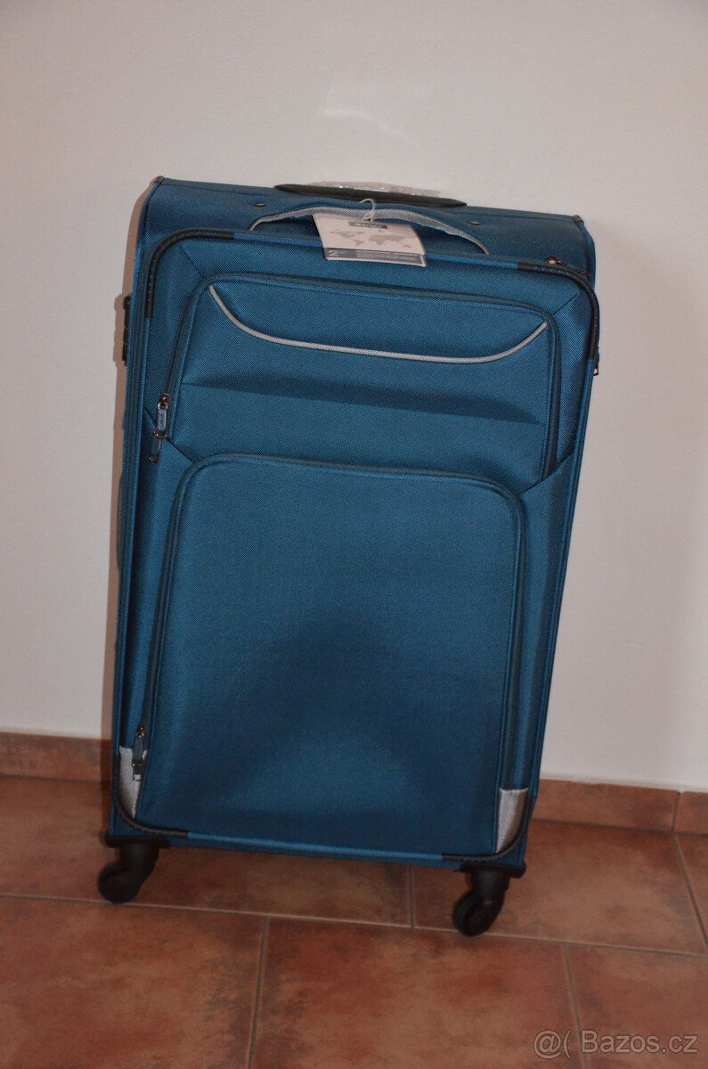 Prodám nový větší cestovní kufr v tyrkysové barvě