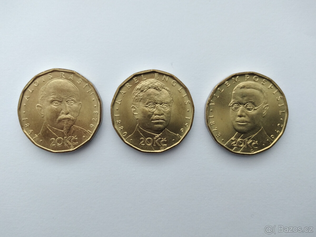Dvě sady oběžných mincí 20 Kč ke 100.výročí republiky