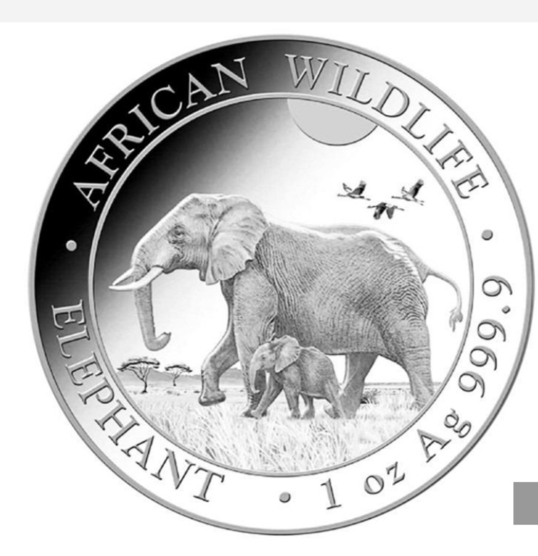 STŘÍBRNÉ mince African Wildlife Elephant SLON 2022