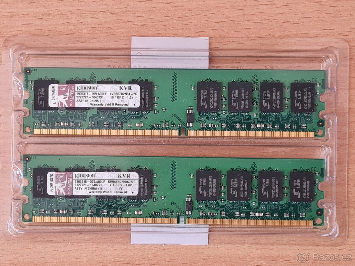 Paměťové PC moduly Kingston 2x2GB DDR2 667 MHz