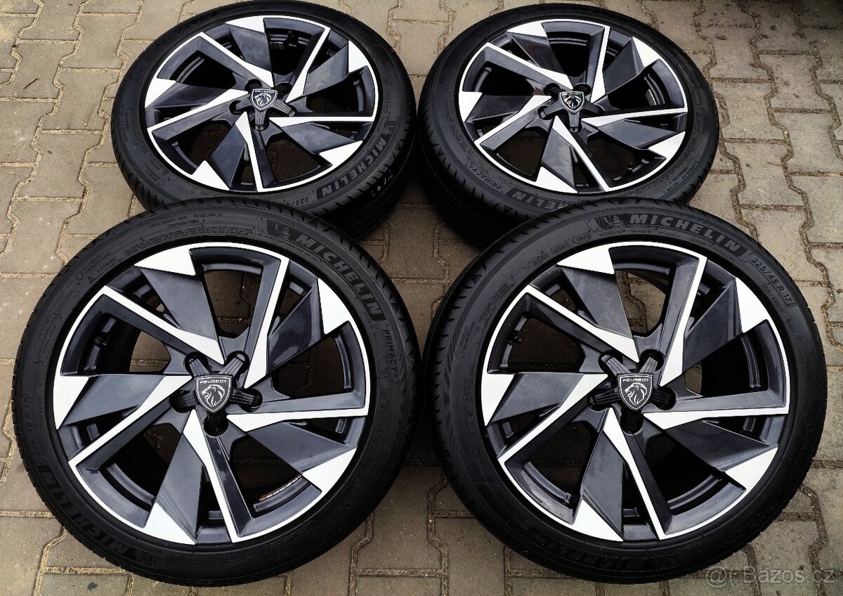 Alu kola originál Peugeot 308 5x108 R17 KRÁSNÁ TOP SADA