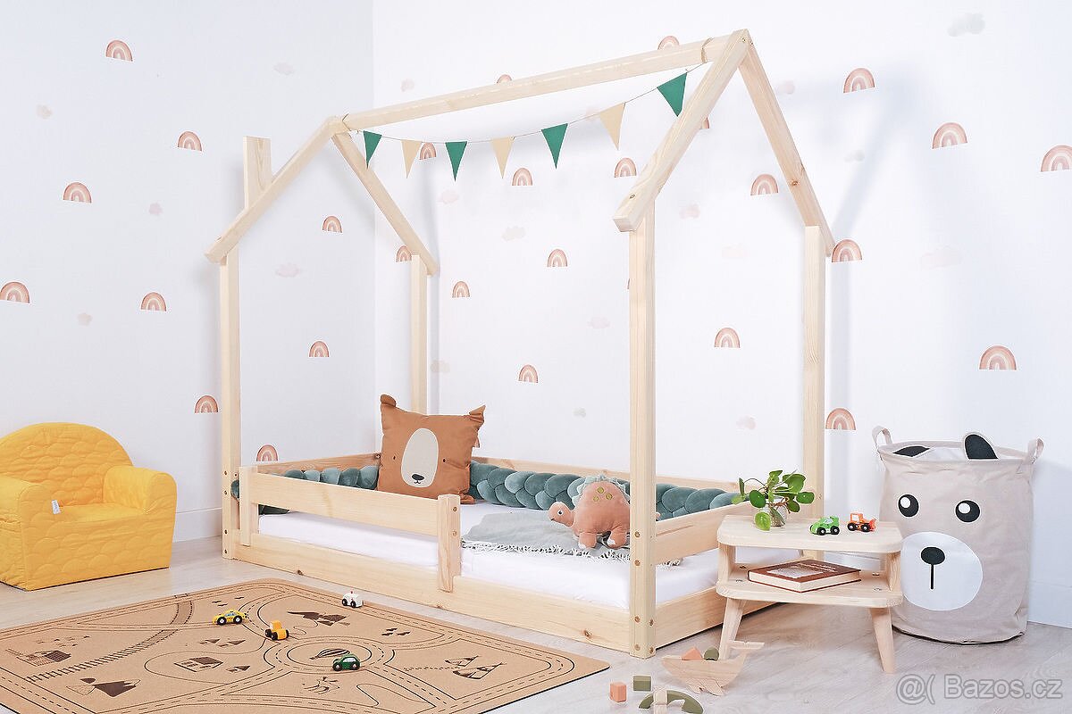 Dětská Montessori postel domeček Chimney 160x80 cm