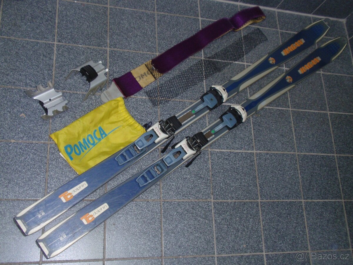 SKIALPY LYŽE HAGAN TC DOLPHIN 170 CM+SKINY+MAČKY