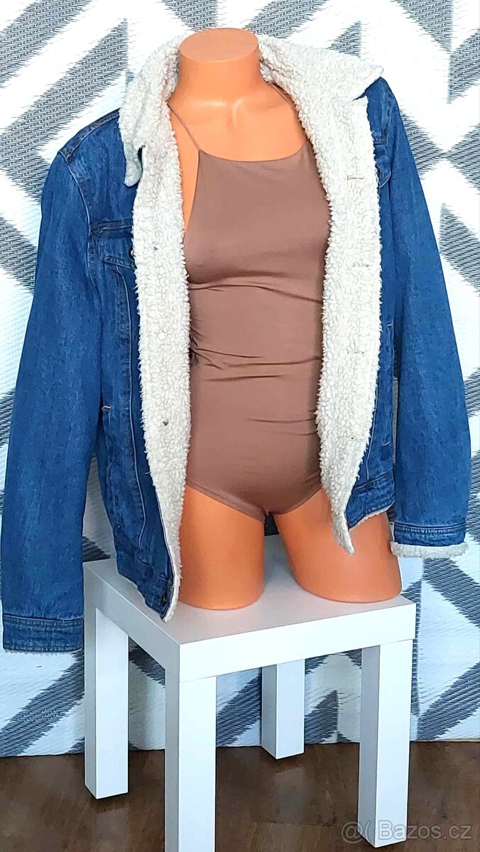 DÁMSKÁ RIFLOVÁ BUNDA - DŽÍSKA PODŠITÁ KOŽÍŠKEM-vel. M