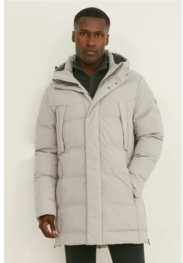 Delší teplá pánská prošívaná bunda s kapucí C&A, vel. XL