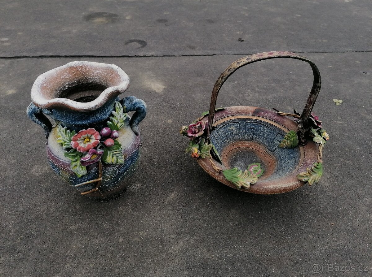 Predám keramická váza a košík