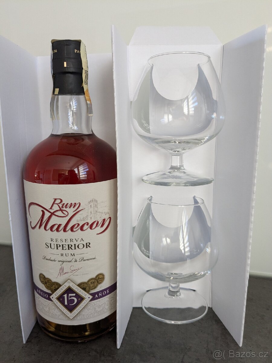 Rum Malecon 15 YO 0,7l 40% + skleničky