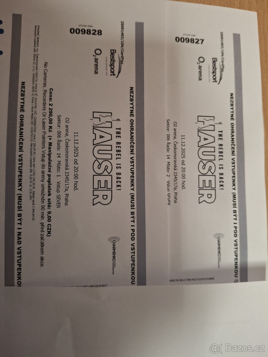 koncert HAUSER 11.12. 2025 O2 arena Praha