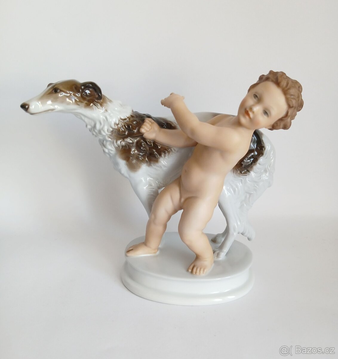 Porcelánová figurka puttiho a barzoje - Rosenthal - Německo