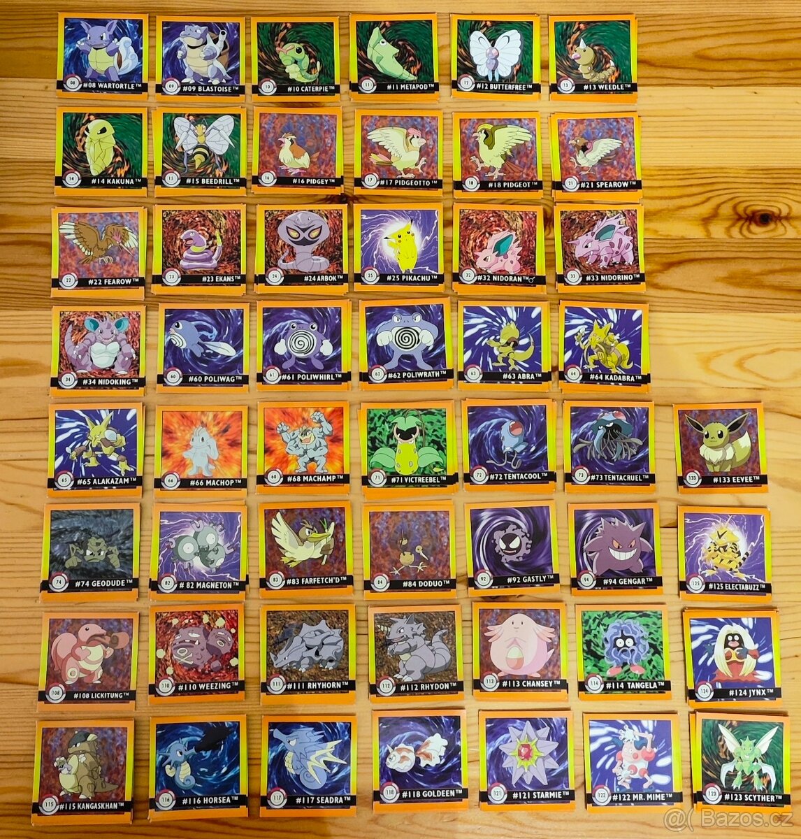 Prodám Pokémon nálepky, základní, Artbox 1999