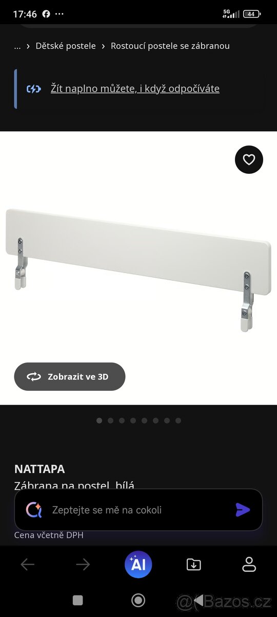 Zábrana na postel Ikea