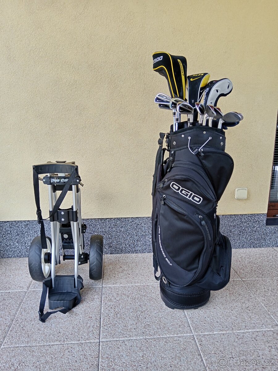 Golfové hole + vozík+bak