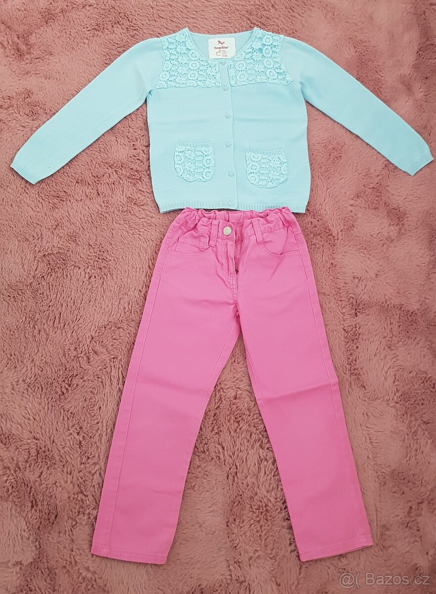 dívčí svetřík + kalhoty lupilu vel. 98/104 + ZDARMA legíny