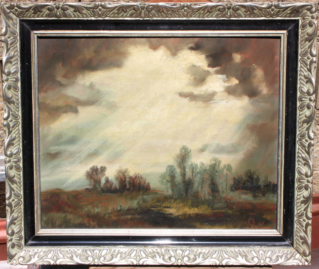 Viktor Rolín, Krajina s mokřadem, olej deska 40 x 49 cm +rám