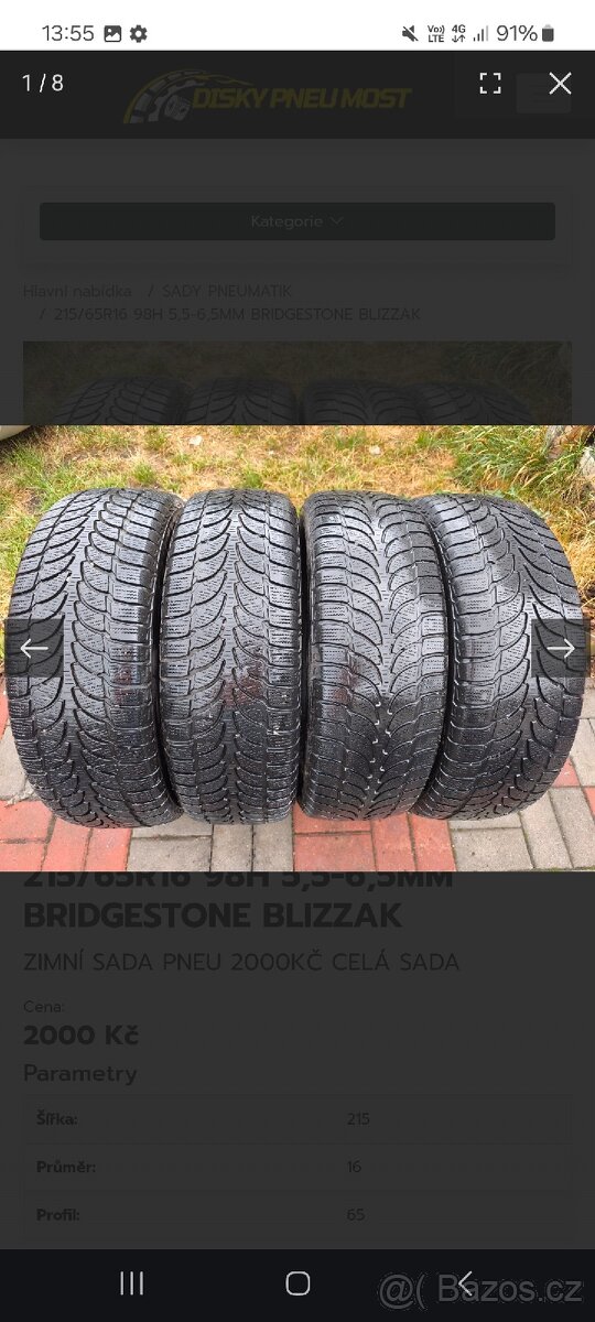 215/65R16 98H 5,5-6,5MM BRIDGESTONE